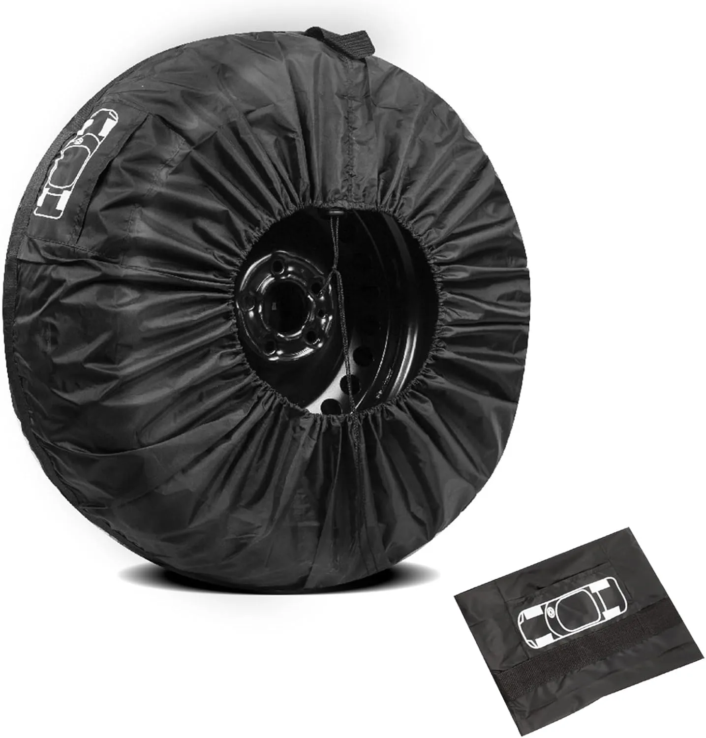 1 PC Car Waterproof and Dustproof Tire Cover, Tire Diameter 31" Portable Handle Design Spare Tire Cover, Storage Bag Tire Protector, Universal for Most Cars (Black #L)