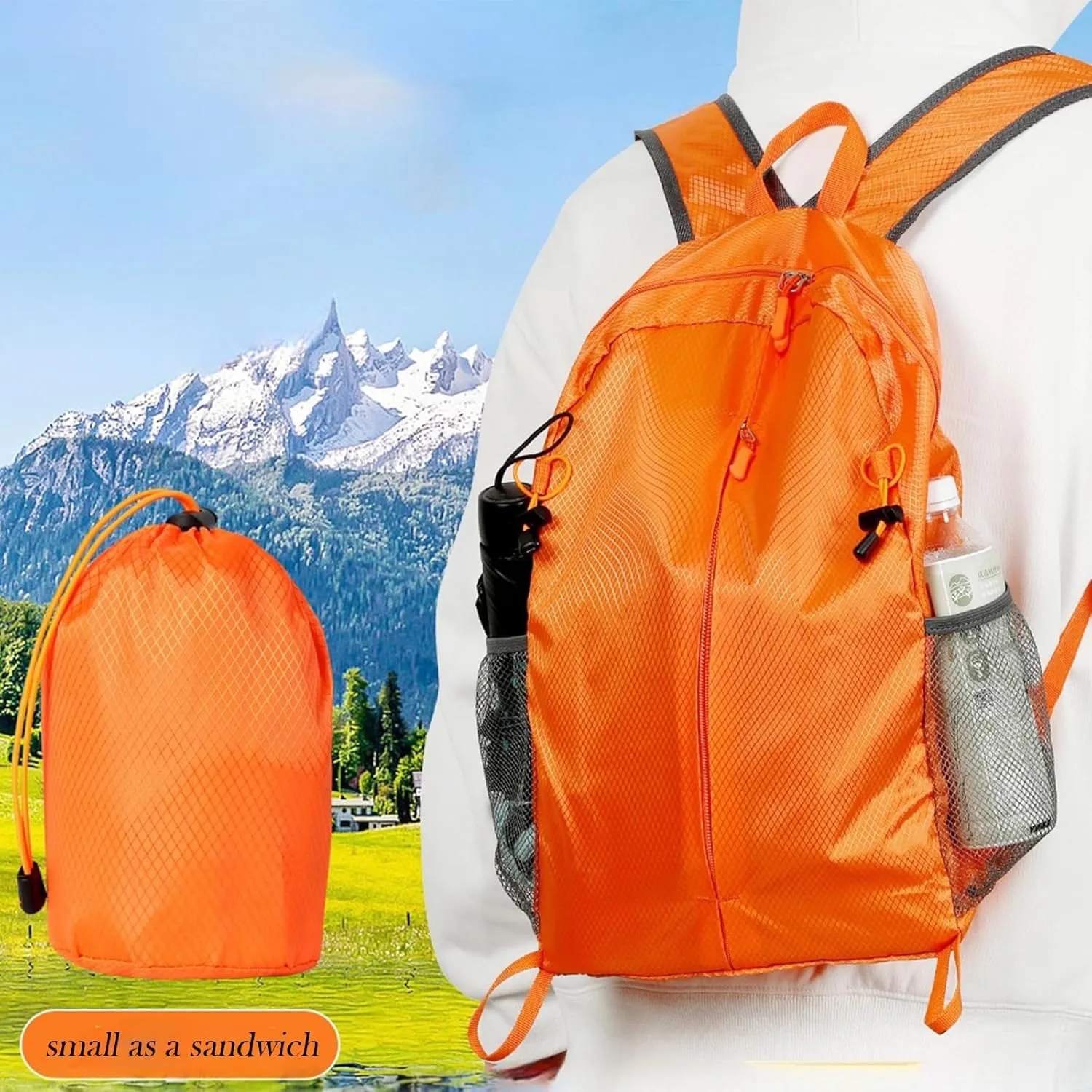 15L Lightweight Packable Backpack, Foldable Hiking Bag, Travel Backpack for Women Man, Waterproof Outdoor Camping Day Pack, Green