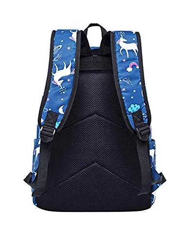 ABage Bookbag 3 Pieces Water Resistant Book Bag Student Laptop Backpack Travel Daypack, Dark Blue