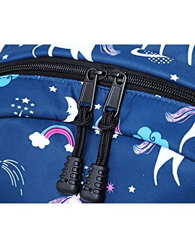 ABage Bookbag 3 Pieces Water Resistant Book Bag Student Laptop Backpack Travel Daypack, Dark Blue
