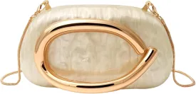 Acrylic Clutch Purses with Metal Handle Women's Evening Bag for Weddings & Parties, Skin-Touch Coating Handbag