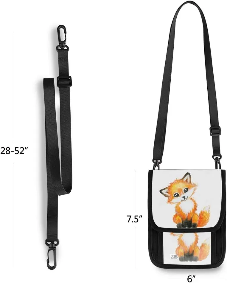 ALAZA Cute Little Fox Animal Print Small Crossbody Wallet Purse Cell Phone Bag Rfid Passport Holder with Credit Card Slots
