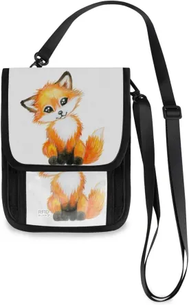 ALAZA Cute Little Fox Animal Print Small Crossbody Wallet Purse Cell Phone Bag Rfid Passport Holder with Credit Card Slots