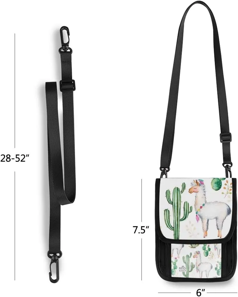 ALAZA Llama Alpaca Cactus Cacti Small Crossbody Wallet Purse Animal Print Cell Phone Bag Rfid Passport Holder with Credit Card Slots