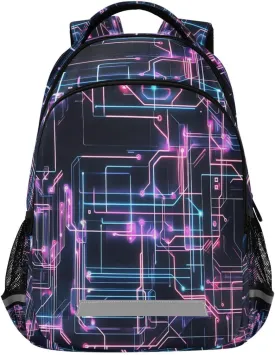 ALAZA Powder Blue Purple Circuit Board Backpacks Travel Laptop Daypack School Book Bag for Men Women Teens Kids