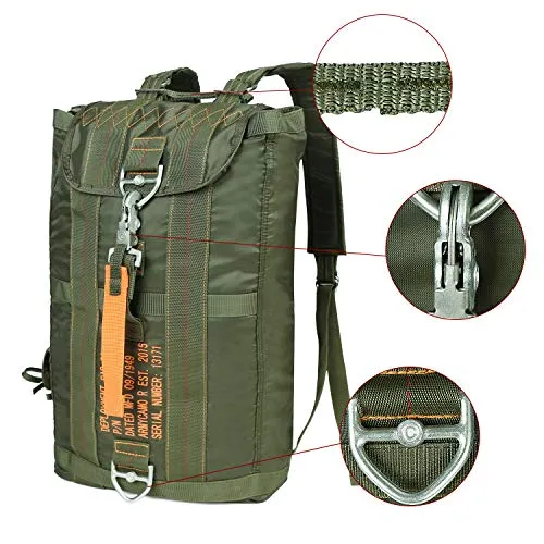 ARYMCAMOUSA AIR Force Parachute Buckles Hook Water Resistant Rucksacks Nylon Large Tactical Backpack Deployment Bag #7 for Military Camping Hunting Hiking Motorbike Travelling Gym