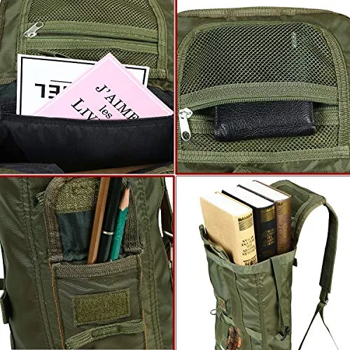 ARYMCAMOUSA AIR Force Parachute Buckles Hook Water Resistant Rucksacks Nylon Large Tactical Backpack Deployment Bag #7 for Military Camping Hunting Hiking Motorbike Travelling Gym