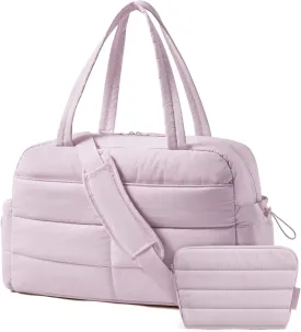 BAGSMART Gym Bag for Women, Lightweight Travel Duffle Bag With Toiletry Pouch, 31L Quilted Laptop Carry on, Weekender Overnight Bag Organizer Duffel Bag for Travel, Water resistant
