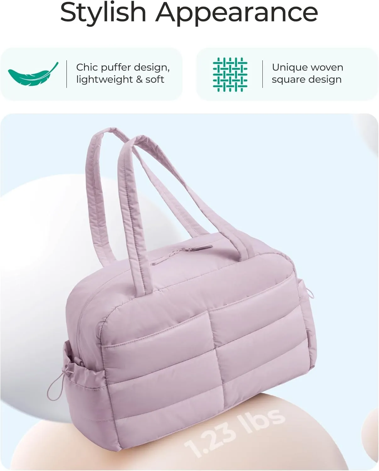 BAGSMART Gym Bag for Women, Lightweight Travel Duffle Bag With Toiletry Pouch, 31L Quilted Laptop Carry on, Weekender Overnight Bag Organizer Duffel Bag for Travel, Water resistant