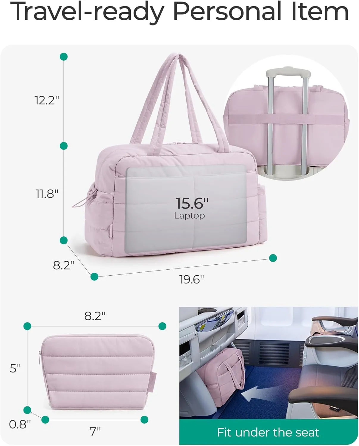 BAGSMART Gym Bag for Women, Lightweight Travel Duffle Bag With Toiletry Pouch, 31L Quilted Laptop Carry on, Weekender Overnight Bag Organizer Duffel Bag for Travel, Water resistant
