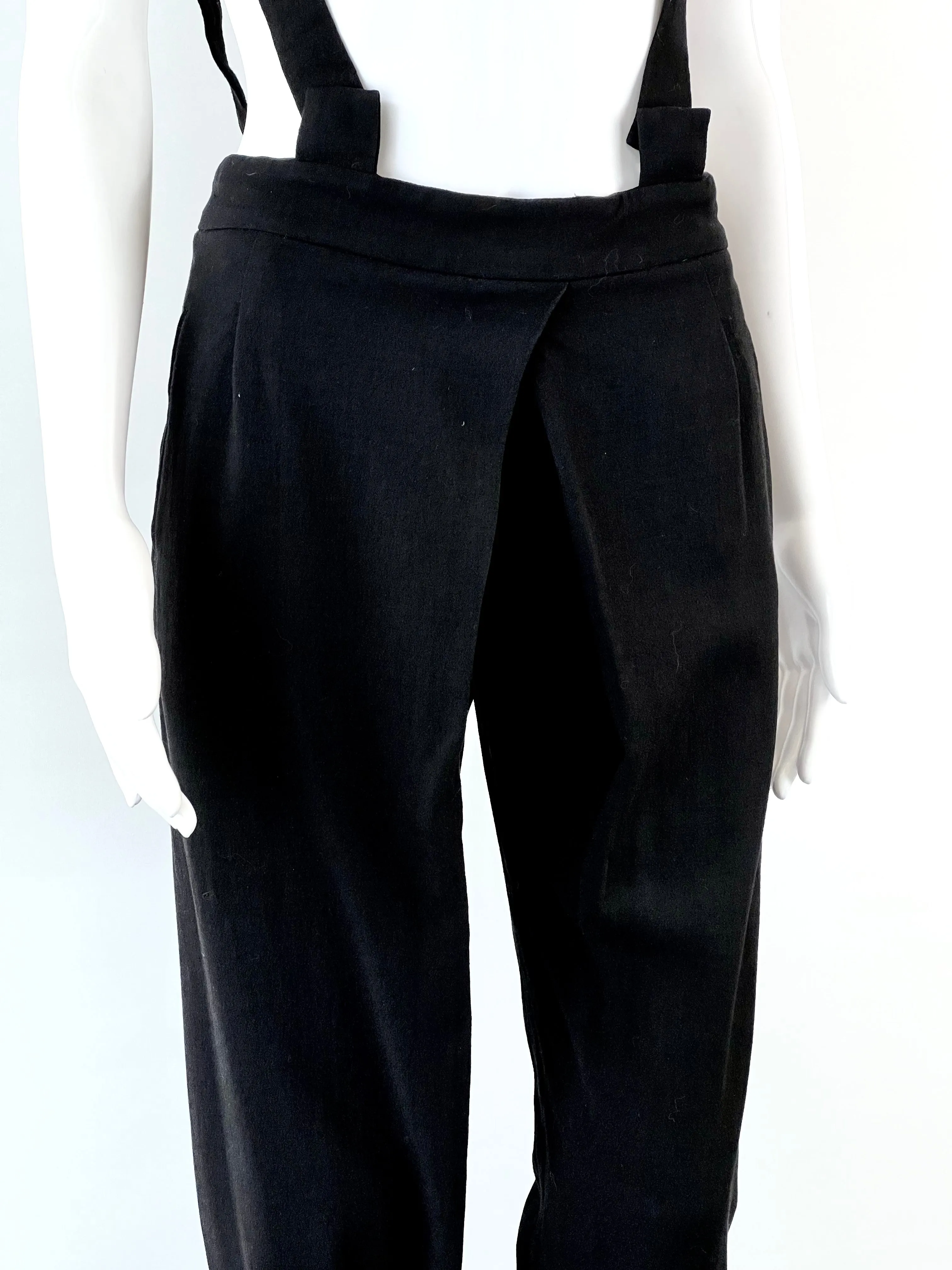 Balenciaga Black Crepe Pleat Front Tapered Suspender Trouser - AU8