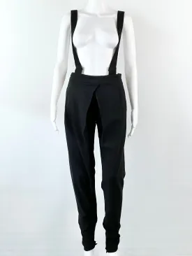 Balenciaga Black Crepe Pleat Front Tapered Suspender Trouser - AU8
