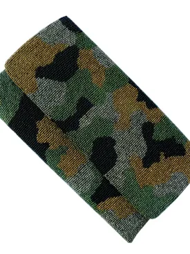 Beaded Large Envelope Clutch Bag Camouflage