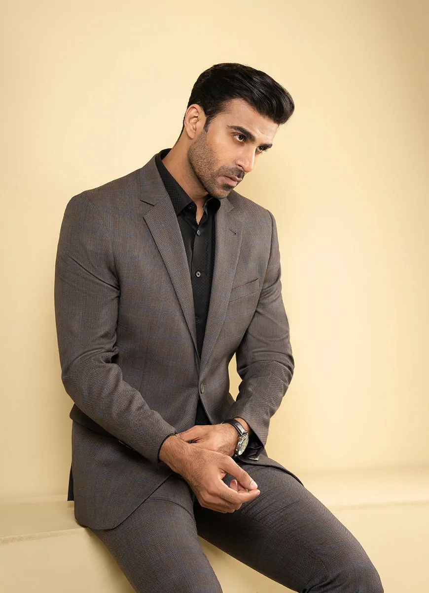 Birds Eye Textured Grey Suit