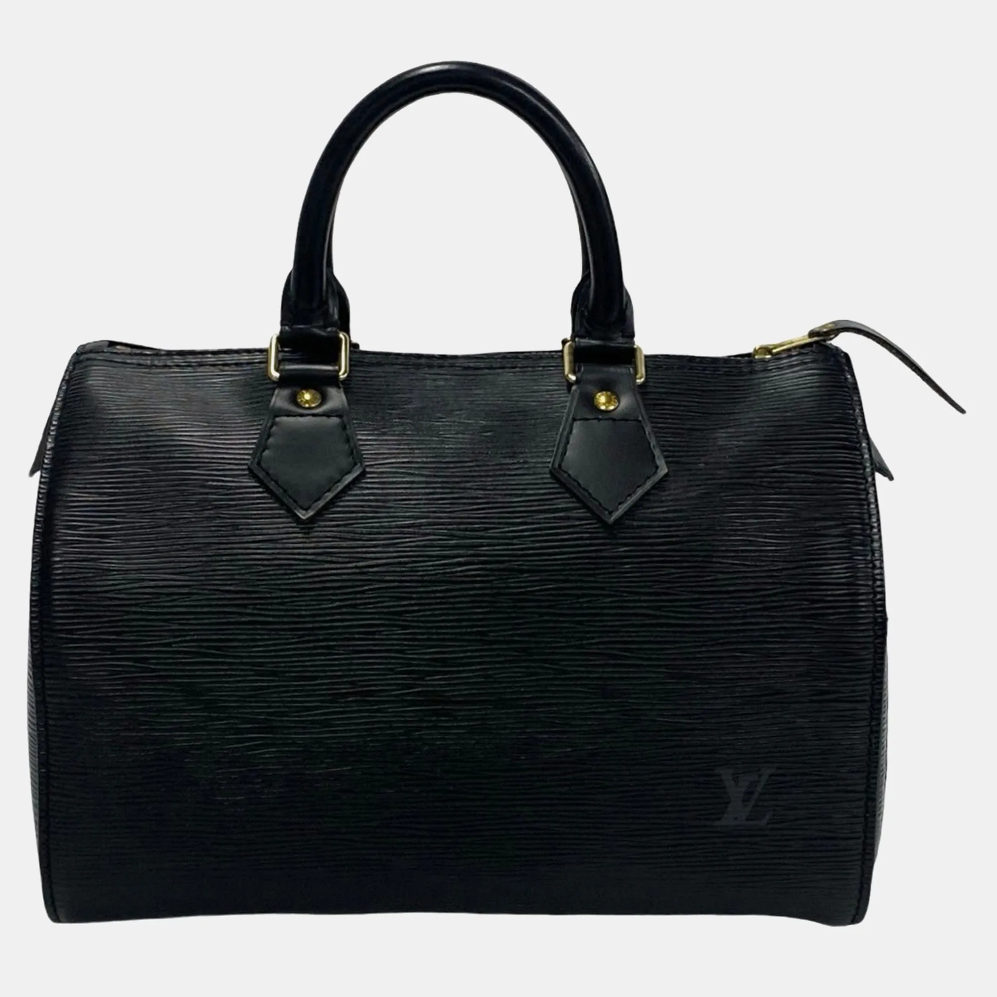 Black Leather Speedy 25 Satchel Bag