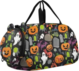 Boys Carry on Duffel Weekend Duffel Overnight Halloween Ghosts Pumpkins Girls Duffle Bags Travel Tote Gym Duffle Kids Luggage