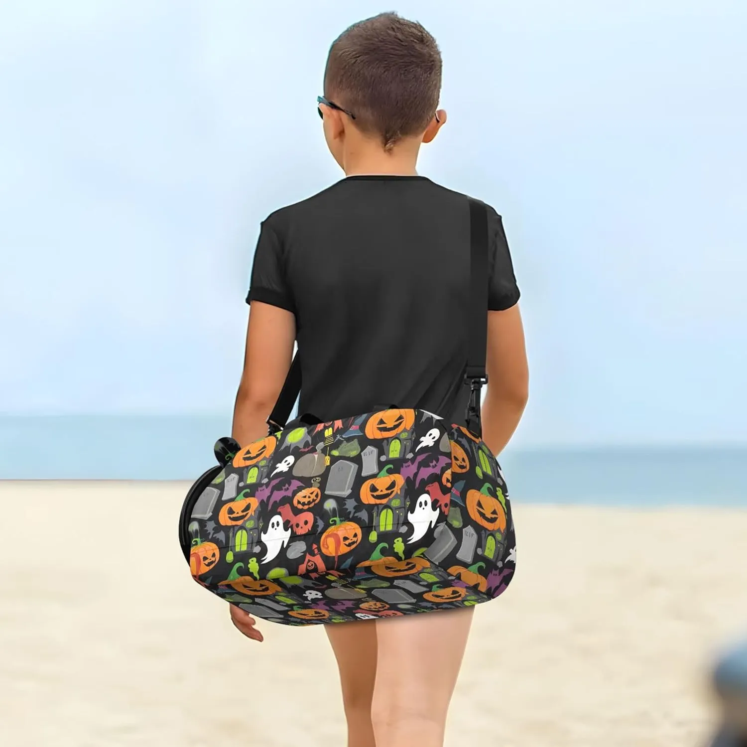 Boys Carry on Duffel Weekend Duffel Overnight Halloween Ghosts Pumpkins Girls Duffle Bags Travel Tote Gym Duffle Kids Luggage