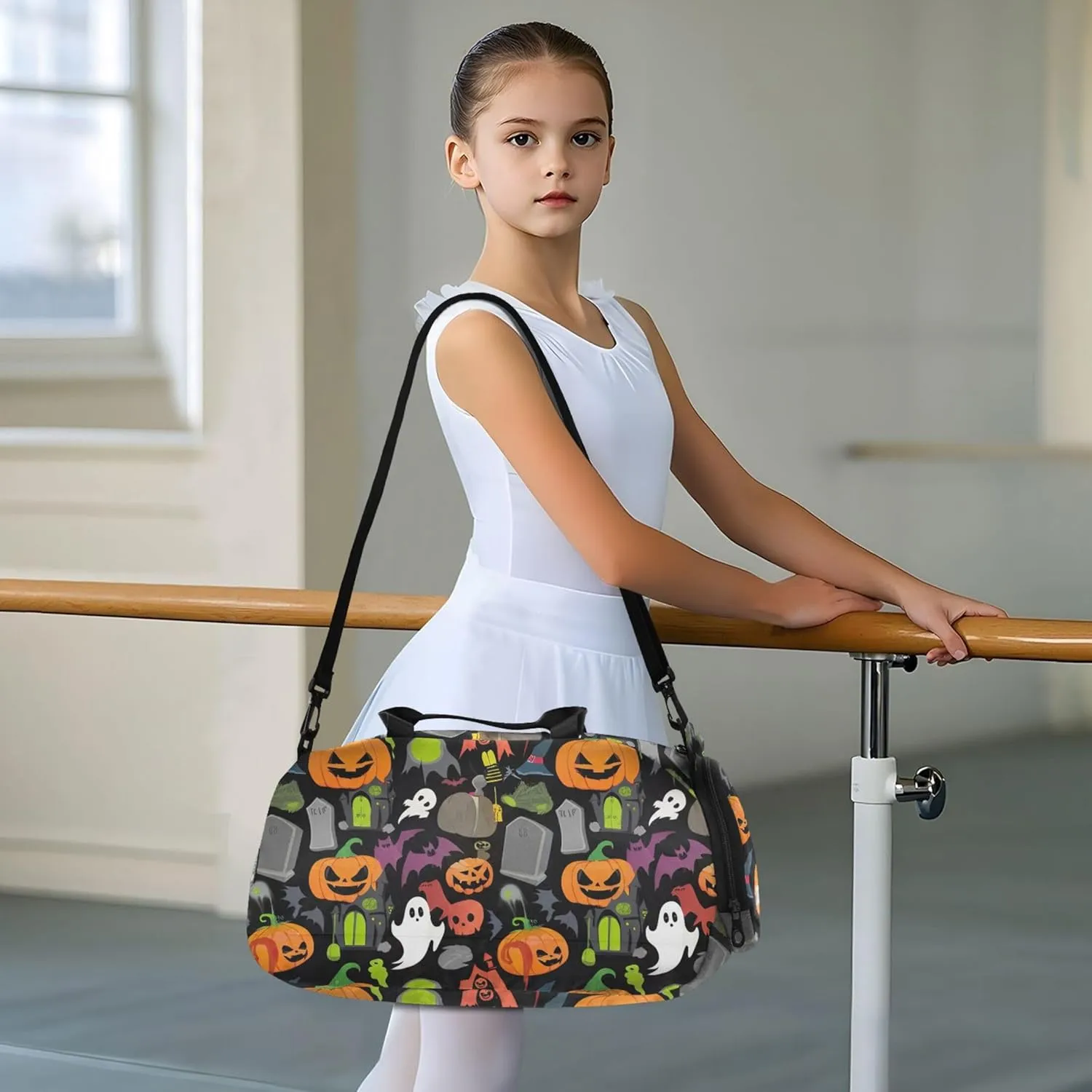 Boys Carry on Duffel Weekend Duffel Overnight Halloween Ghosts Pumpkins Girls Duffle Bags Travel Tote Gym Duffle Kids Luggage