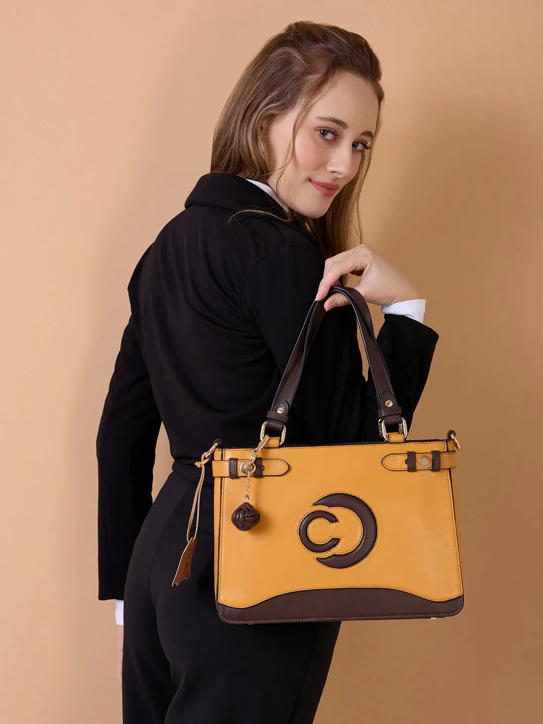 Caprese Minimal Formal Satchel Medium Yellow