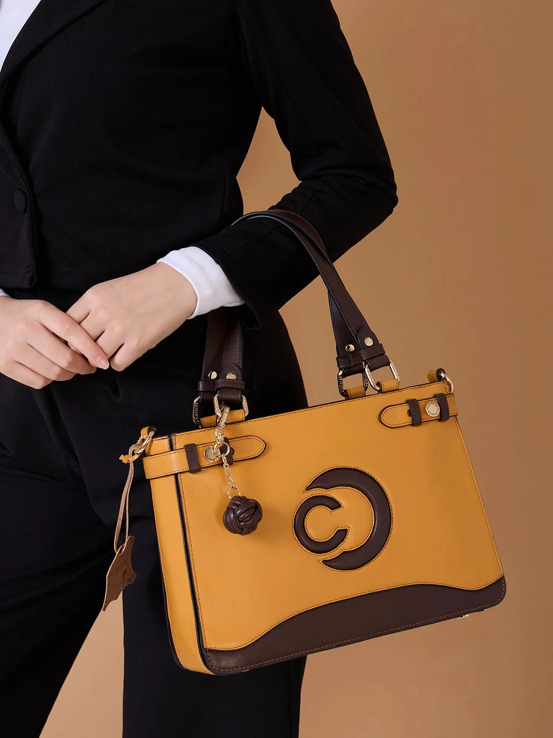 Caprese Minimal Formal Satchel Medium Yellow