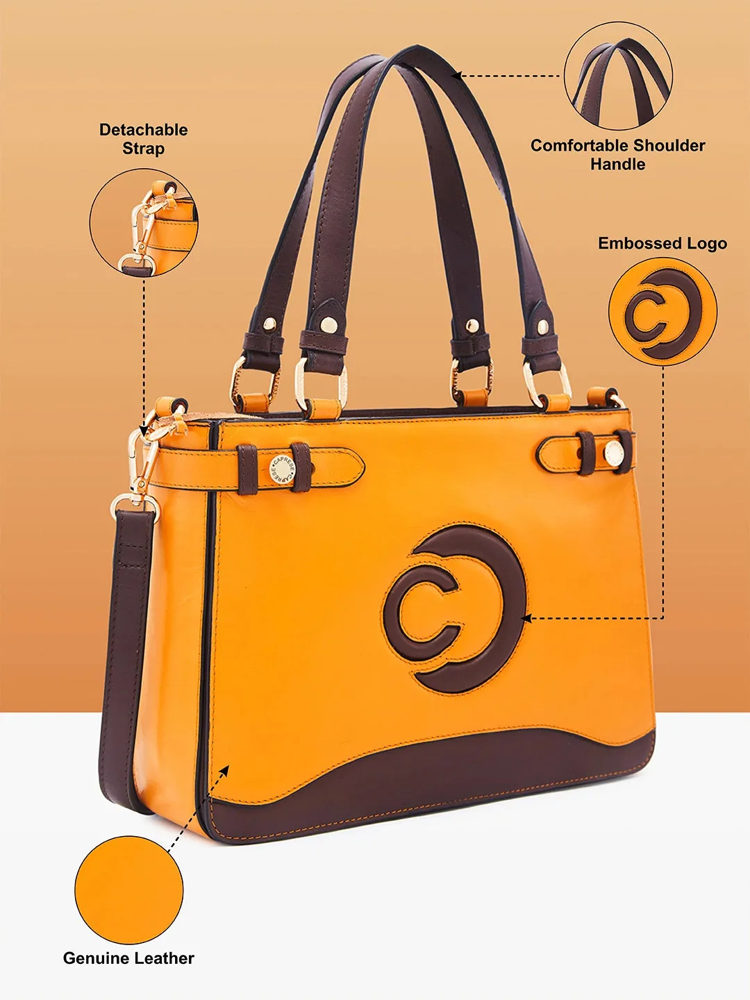 Caprese Minimal Formal Satchel Medium Yellow