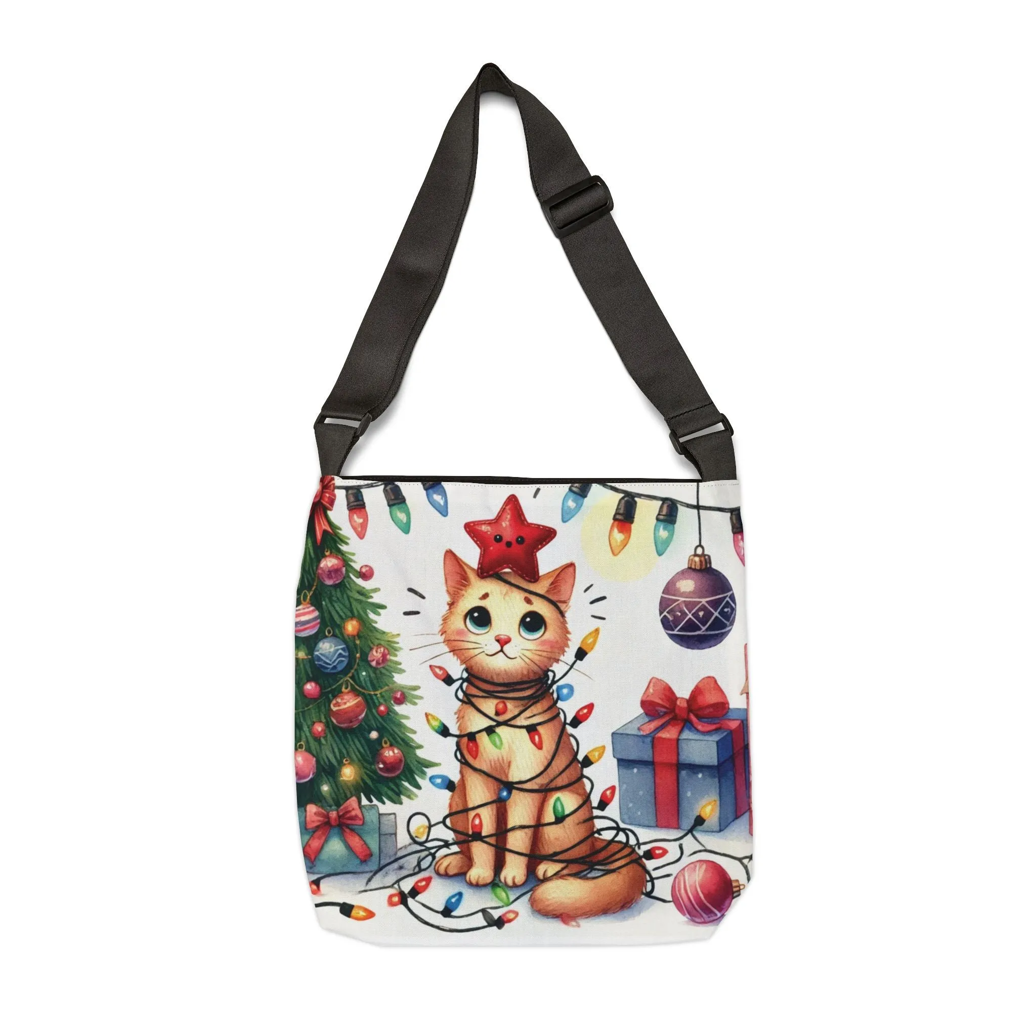 Cat Holiday Helper - Adjustable Strap Tote Bag