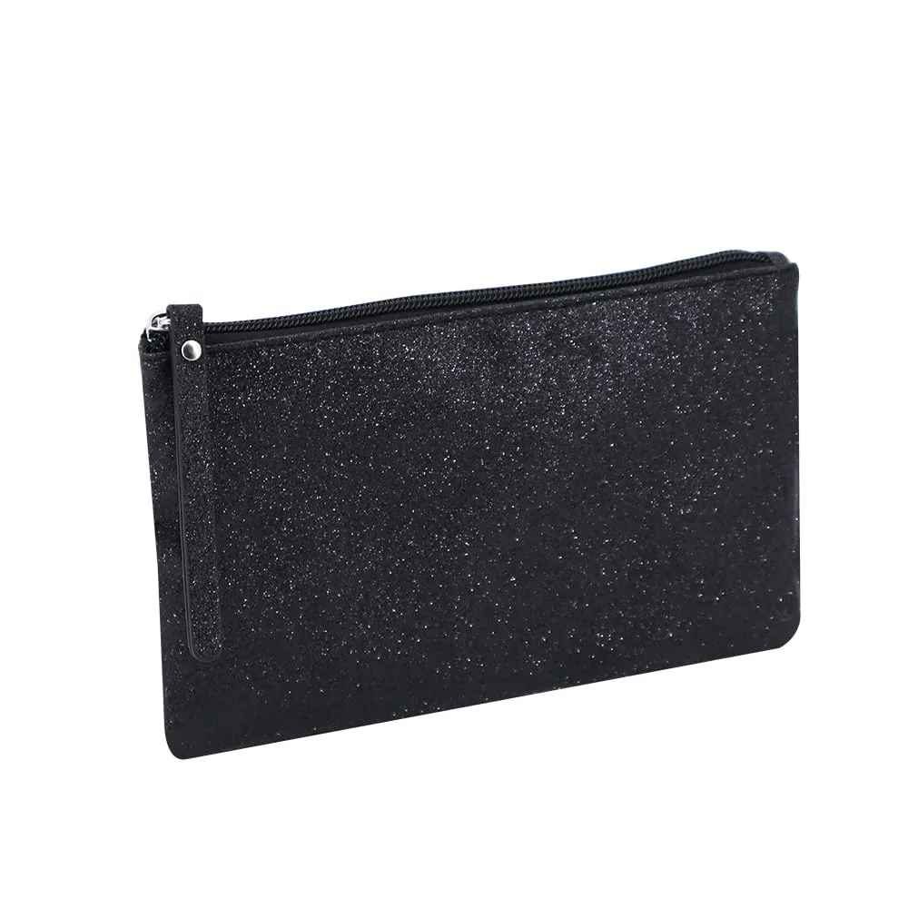 Celestial Glitter Pouch  Six Stunning Shades - Sparkling Makeup Bag, Festive Cosmetic Pouch (Twilight Black)