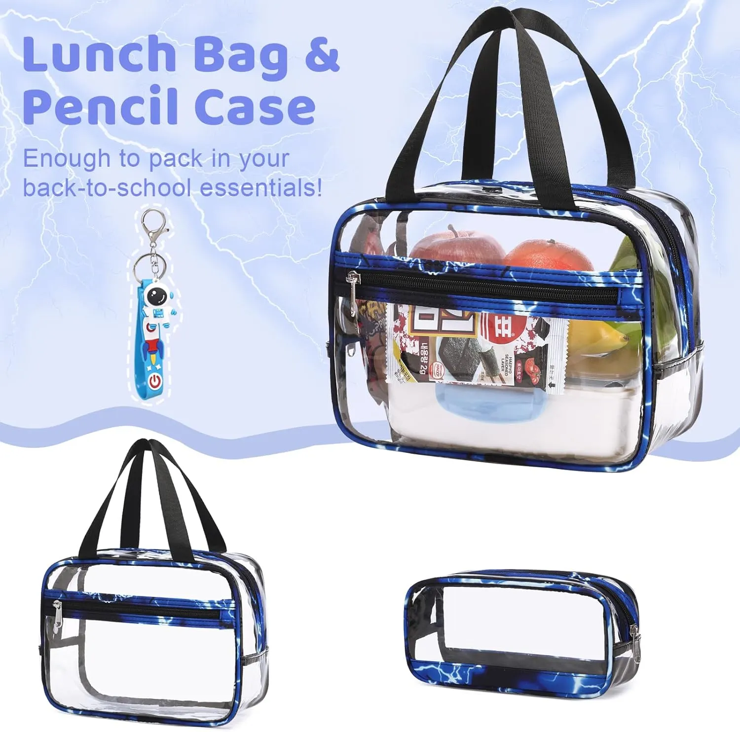 Clear Backpack for Boys Girls - 3 Pcs Clear Heavy Duty with Lunch Bag - See Through Backpack Stadium Approved