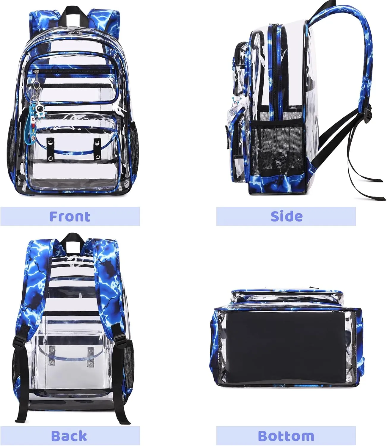 Clear Backpack for Boys Girls - 3 Pcs Clear Heavy Duty with Lunch Bag - See Through Backpack Stadium Approved