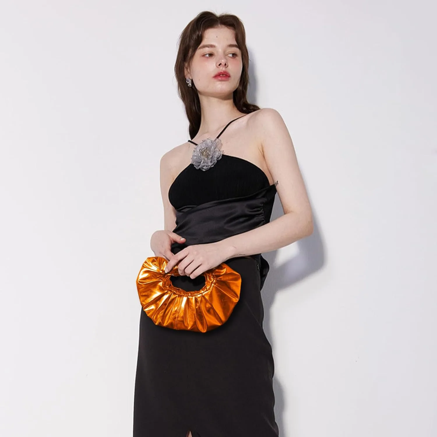 Clutch Purse for Women - Evening Clutch PU Leather Pleated Bag Designer Handbag for Party Prom Wedding