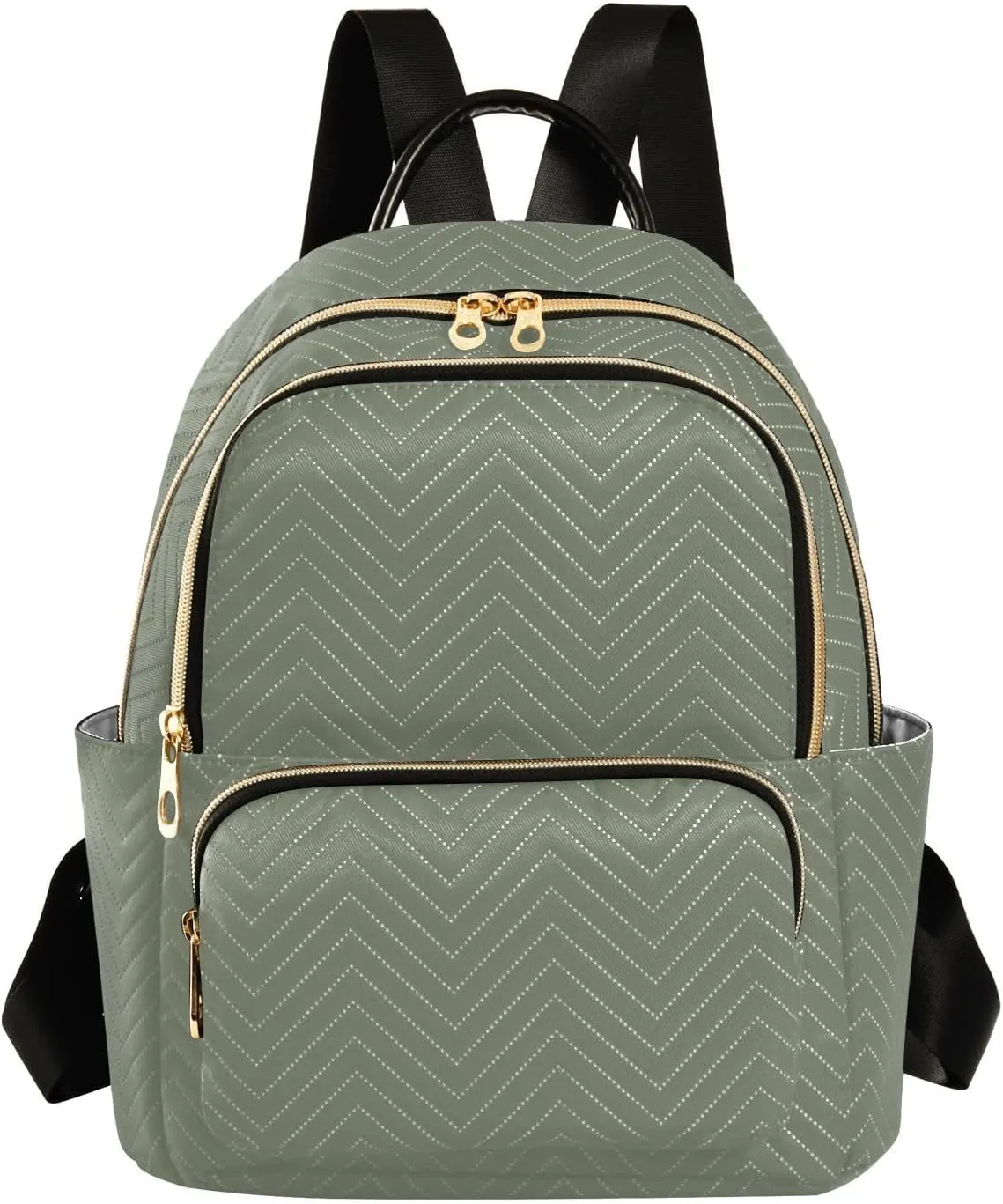 Contrast-grey Green Backpack Purse for Women Rucksack with Anti-theft Back for College Travel M