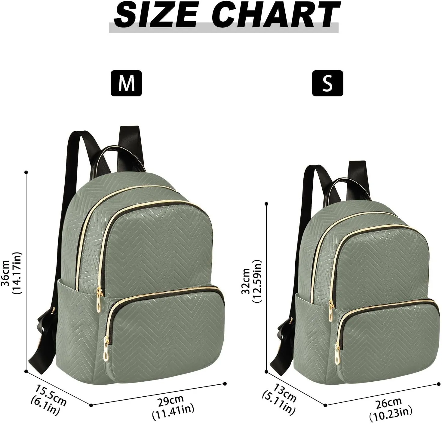 Contrast-grey Green Backpack Purse for Women Rucksack with Anti-theft Back for College Travel M