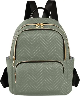 Contrast-grey Green Backpack Purse for Women Rucksack with Anti-theft Back for College Travel M