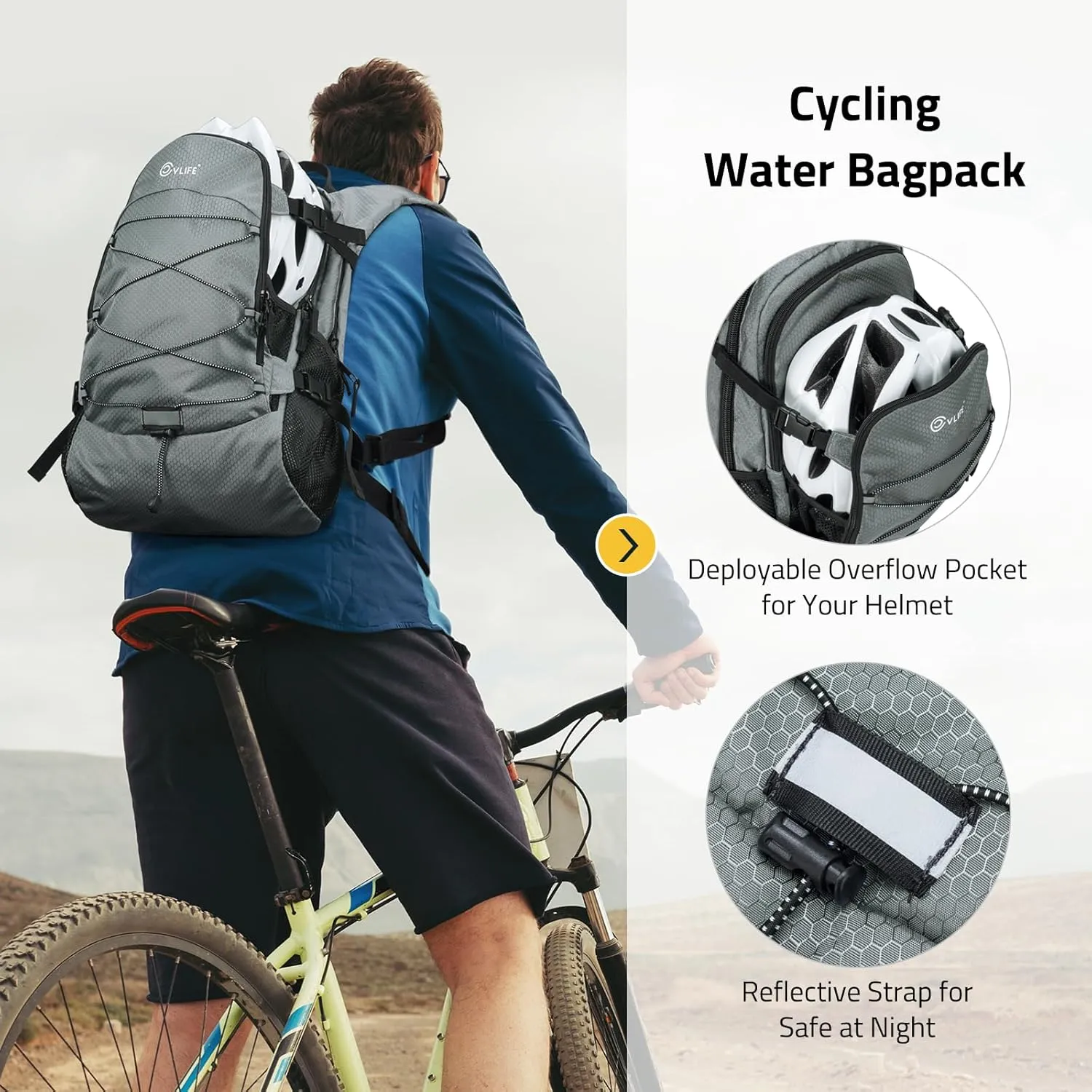 CVLIFE Hydration Backpack with 3L Water Bladder, Hiking Water Backpack for Men Women, Lightweight Insulation Hydration Pack