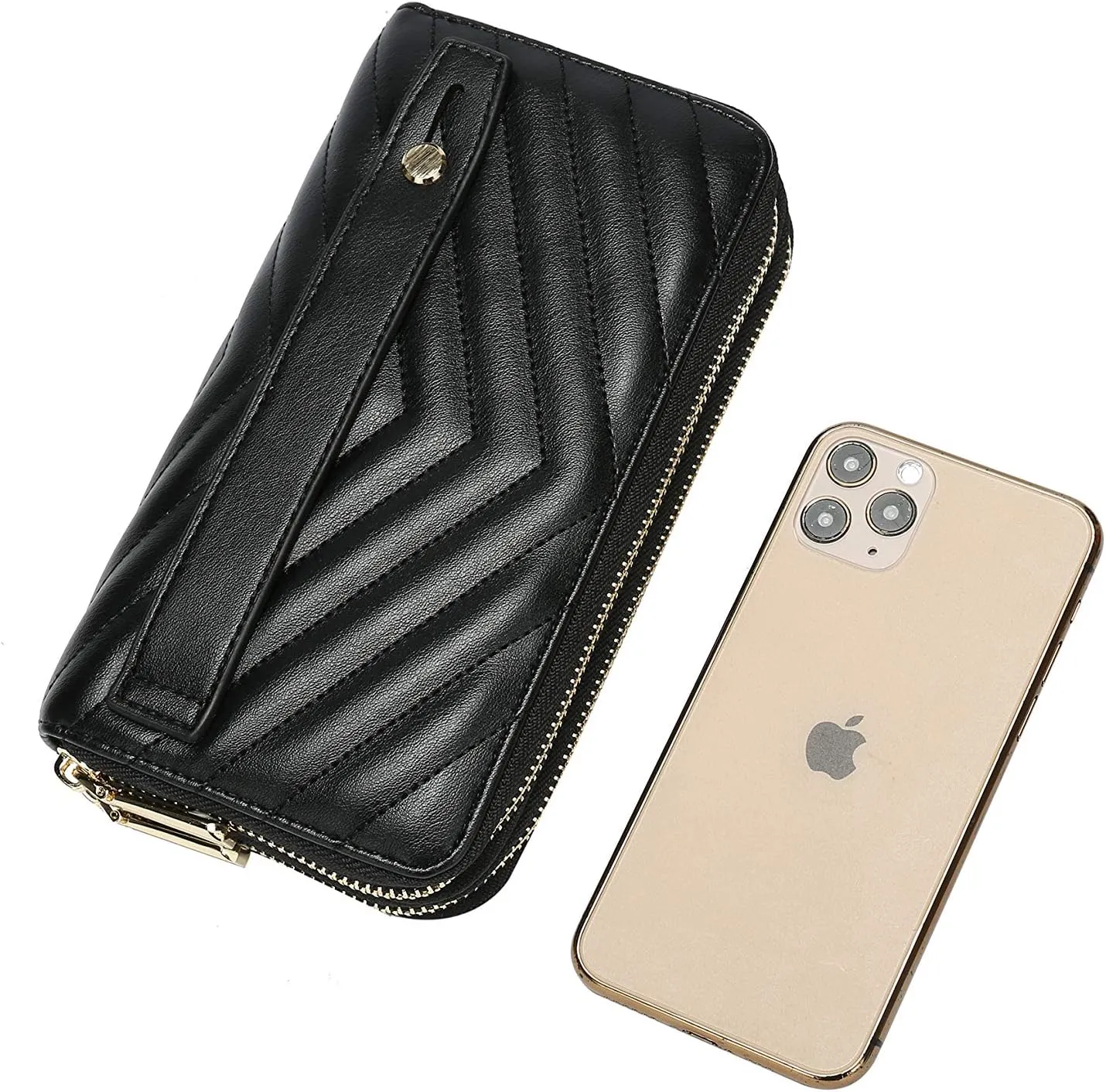 Daisy Rose Dual Zipper Phone Clutch and Wallet for Women - RFID Blocking, PU Vegan Leather Multi-Card Organizer
