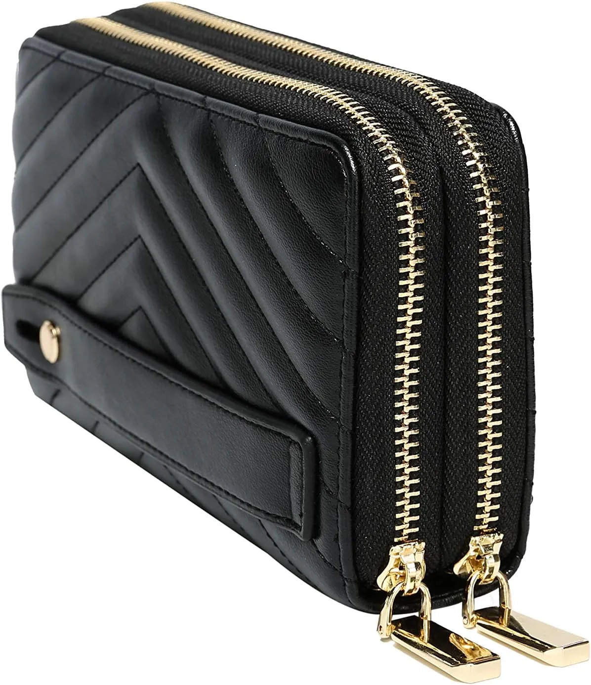 Daisy Rose Dual Zipper Phone Clutch and Wallet for Women - RFID Blocking, PU Vegan Leather Multi-Card Organizer