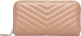 Daisy Rose Womens Zip-Around Wallet & Phone Clutch with RFID Blocking, PU Vegan Leather (Blush)