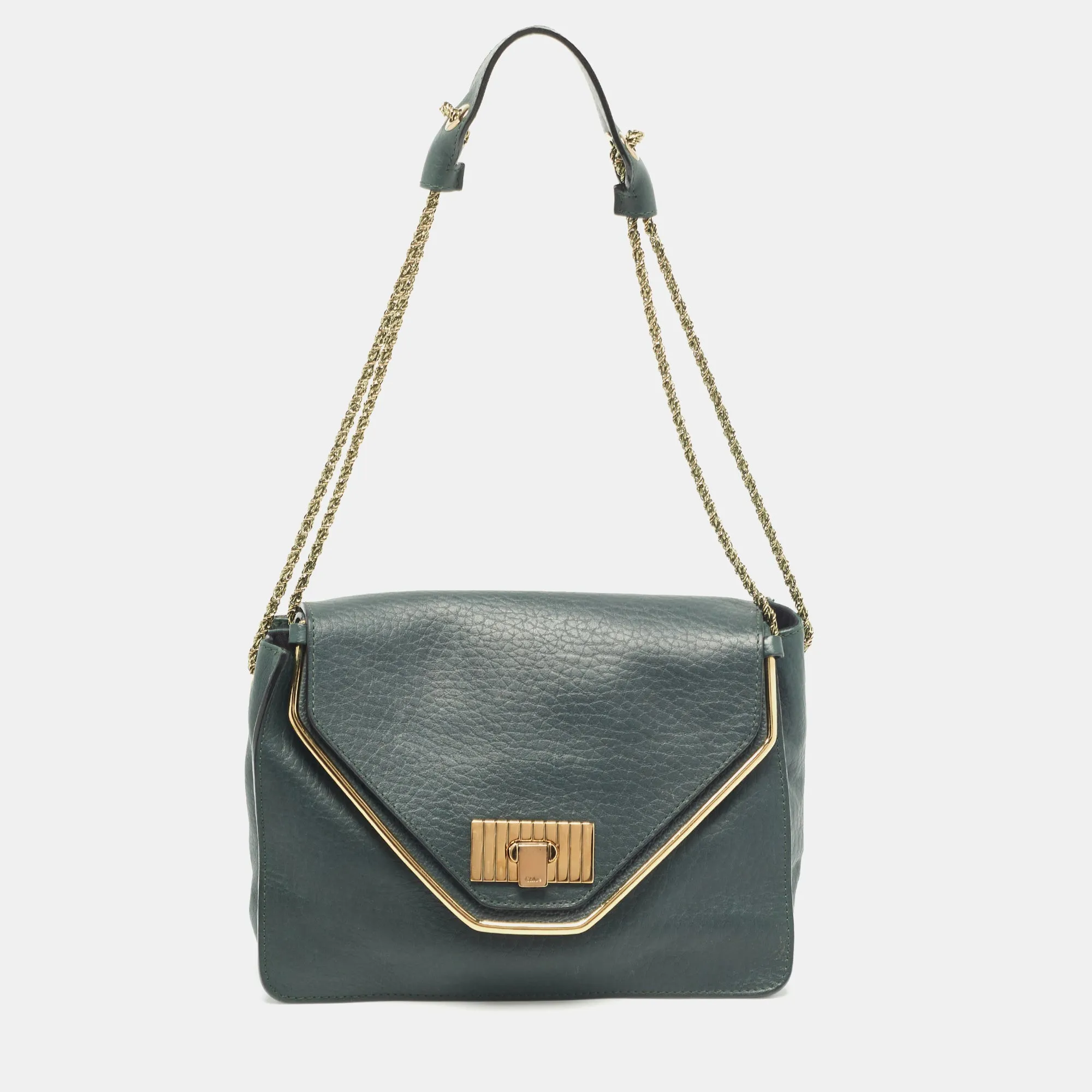 Dark Green Leather Medium Sally Shoulder Bag