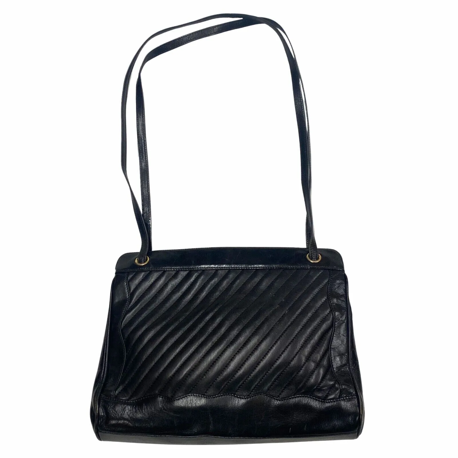 Emilio Pucci Leather Handbag | Vintage High End Designer Ladies Bag Black VTG