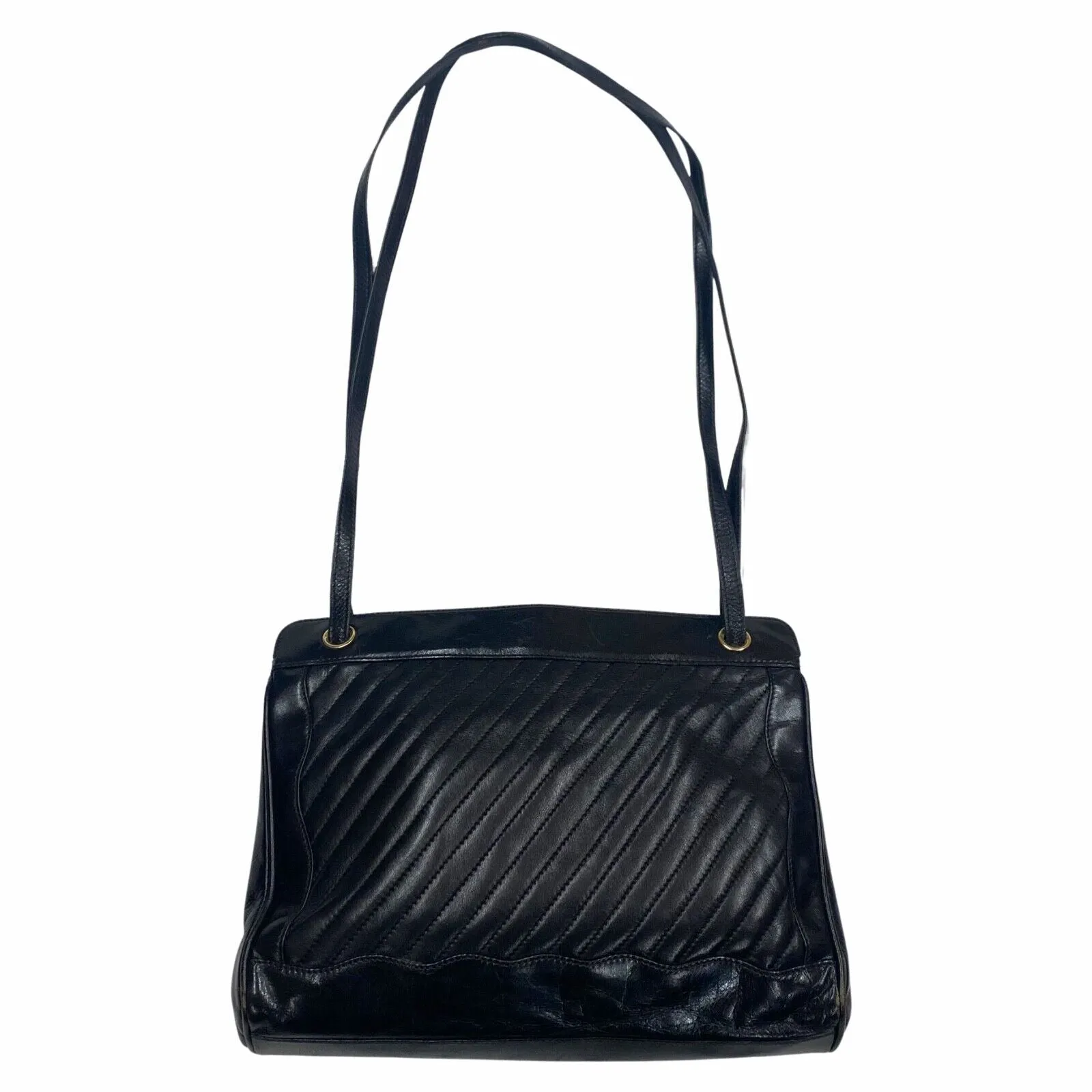 Emilio Pucci Leather Handbag | Vintage High End Designer Ladies Bag Black VTG