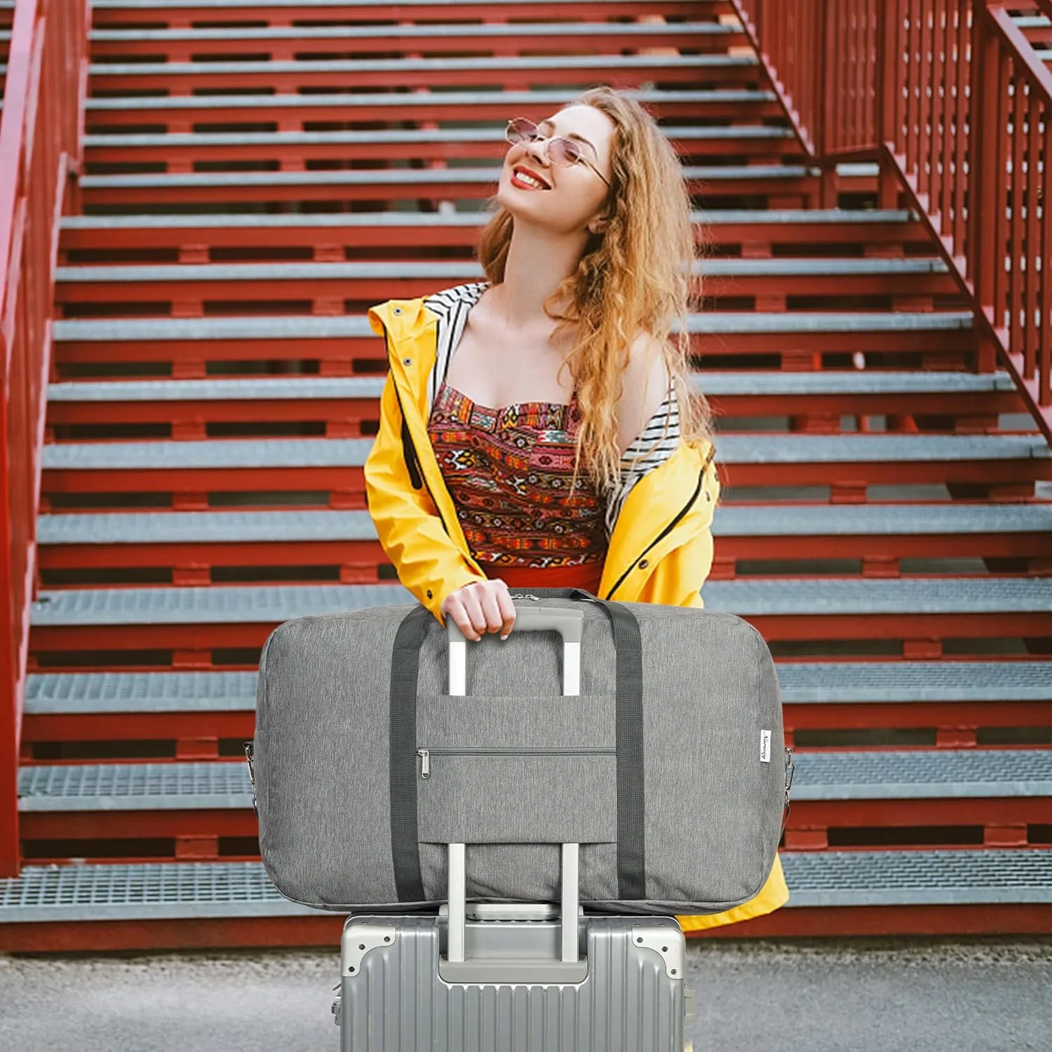 Extra Large Travel Duffel Bag Foldable Weekender Packable Lightweight Luggage Bag Overnight for Women and Men 85L (Grey)