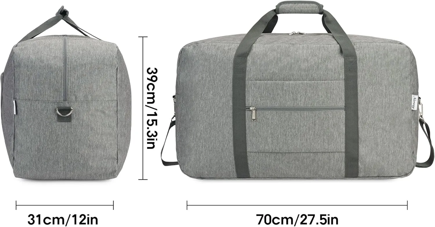 Extra Large Travel Duffel Bag Foldable Weekender Packable Lightweight Luggage Bag Overnight for Women and Men 85L (Grey)