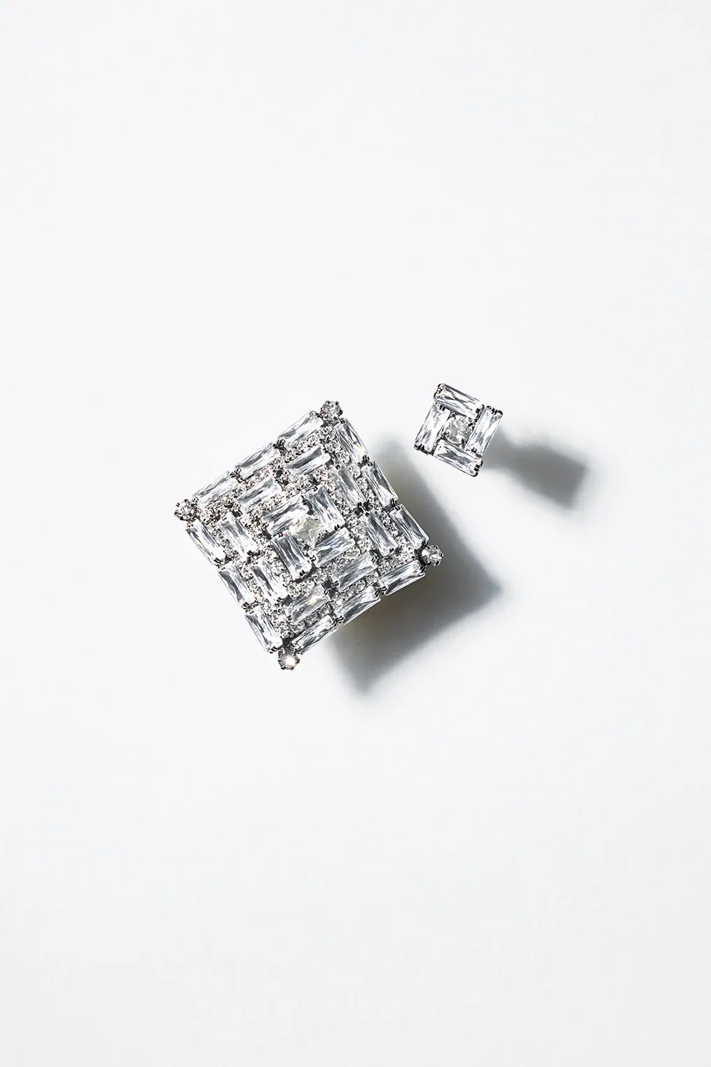 Geometric Crystal Baguette Earring Duo