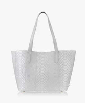 GiGi New York - Teddie Tote Embossed Python White