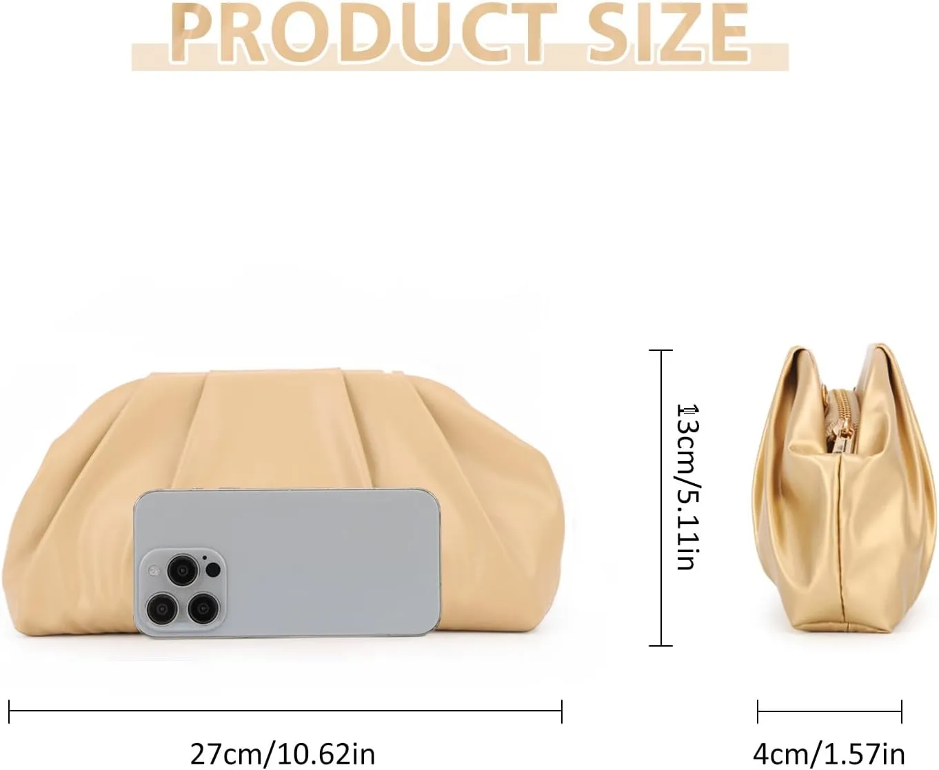 GOKTOW Ruched Dumpling Clutch Purse Women's Evening Bag Soft Vegan Leather Handbags for Weddings Proms Cocktail-Gemma