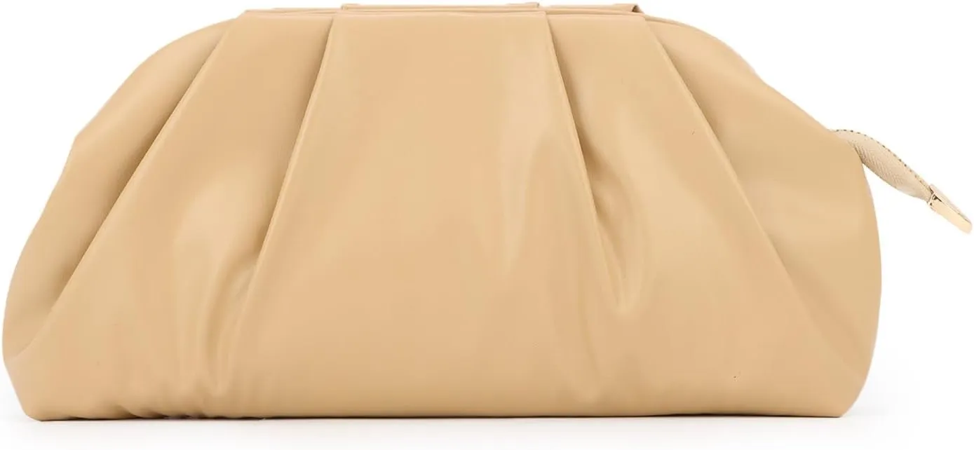GOKTOW Ruched Dumpling Clutch Purse Women's Evening Bag Soft Vegan Leather Handbags for Weddings Proms Cocktail-Gemma