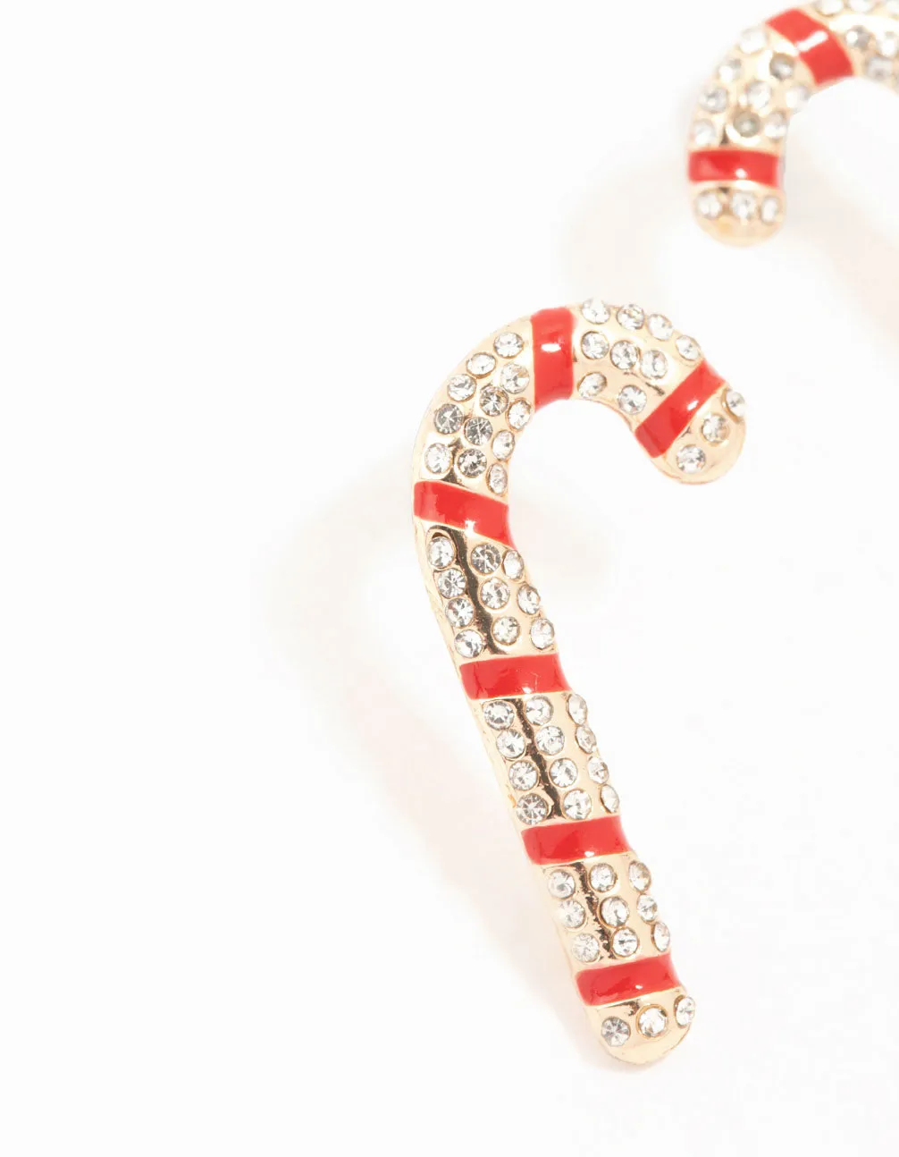 Gold Diamante Candy Cane Earrings