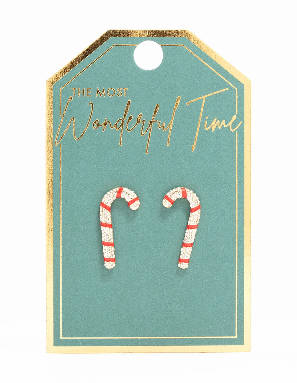 Gold Diamante Candy Cane Earrings