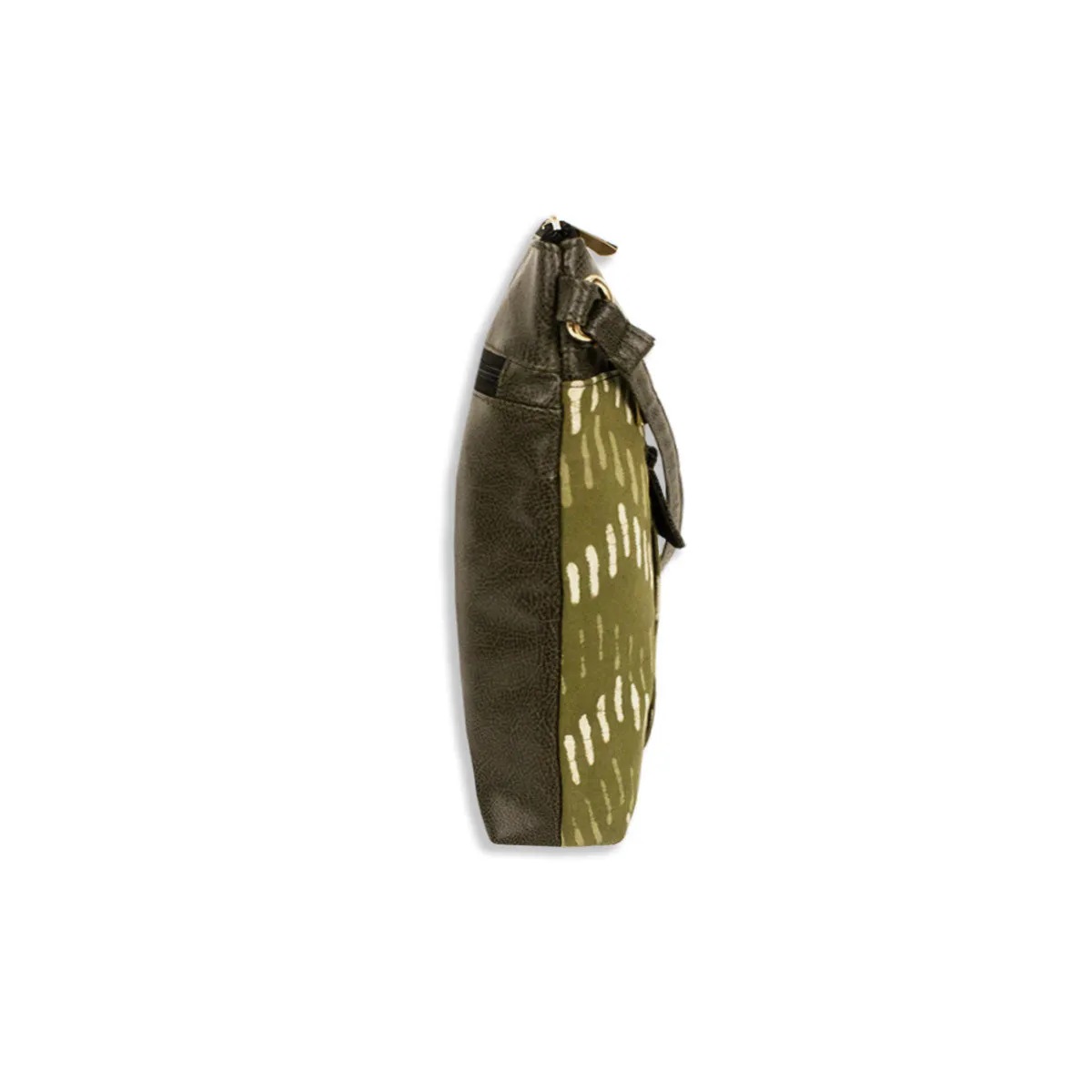 Green Zig-Zag Block Printed Messenger Bag