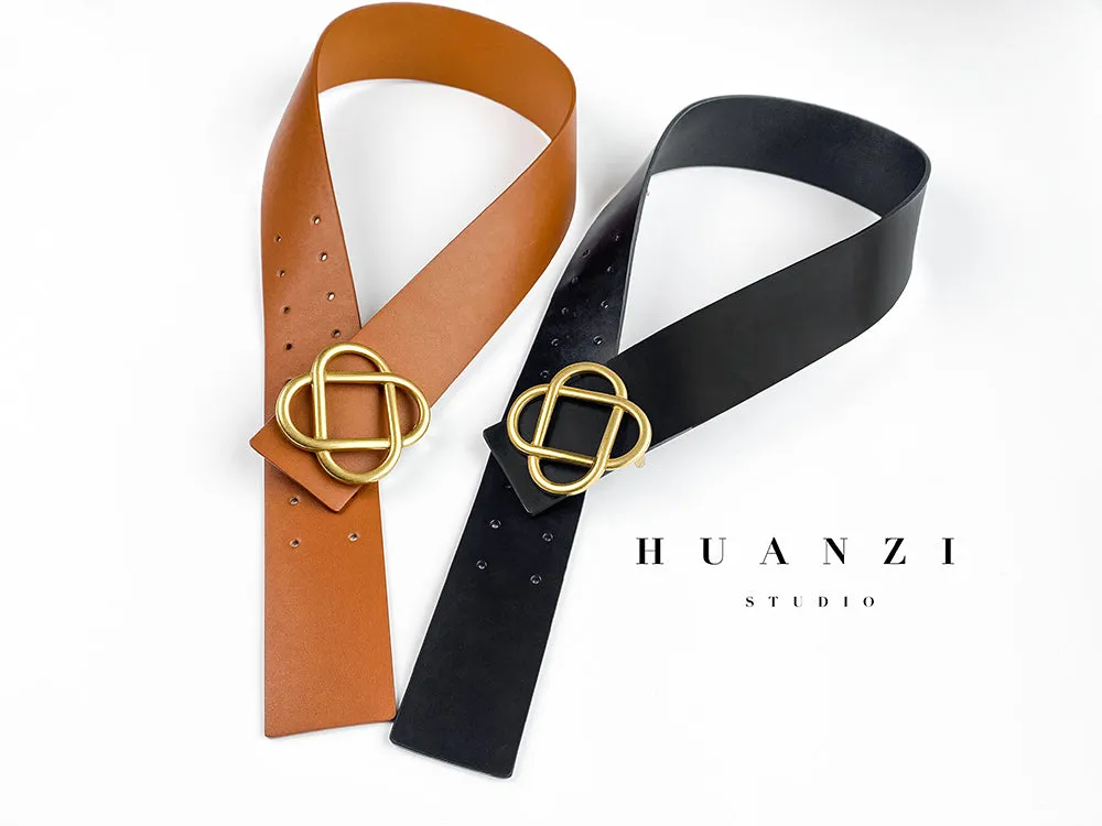 HUANZI Haute Couture All-match Boutique Belt -Four leaf
